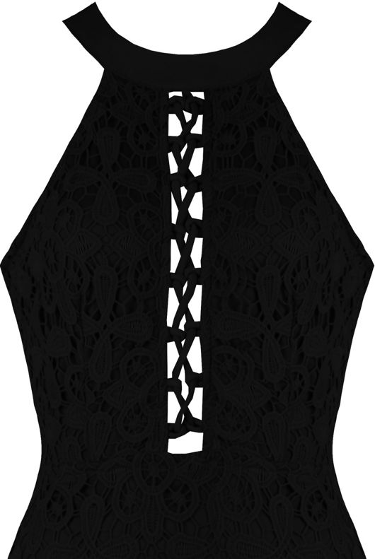 Black Floral Embroidery Textured Bodycon Dress