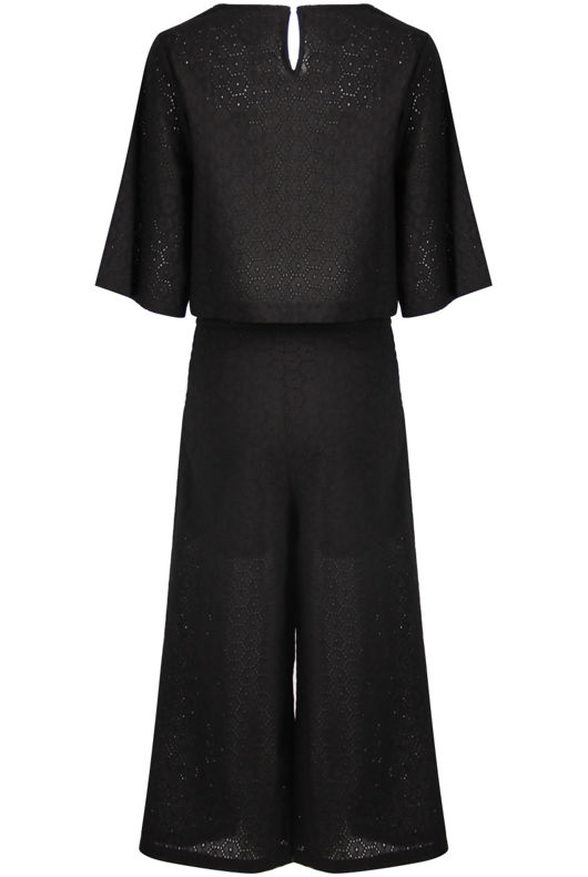 Black Broderie Anglaise Crop Top & Culottes Set