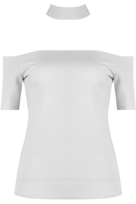 White Cut Out Shoulder Crop Tops