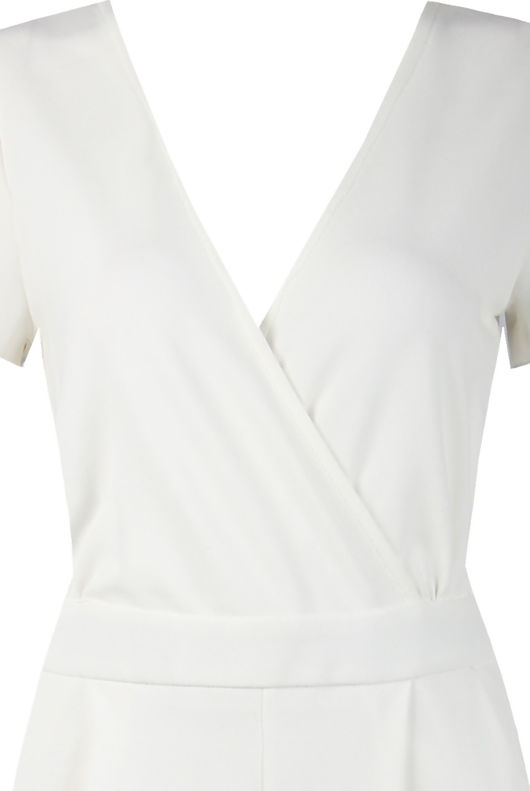 White Cross Over Back Cut Out Jumpsuit