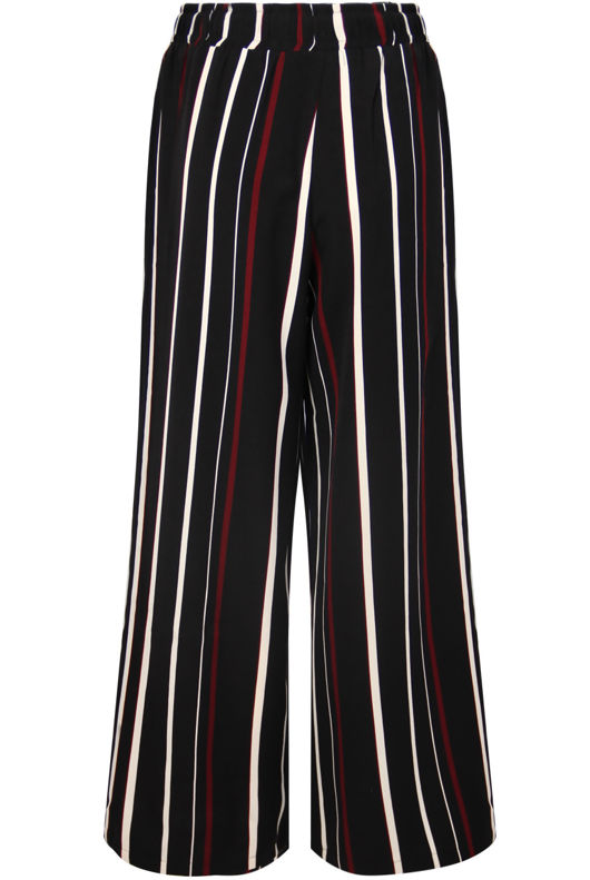 Black Elasticated Stripe Wide Leg Trouser