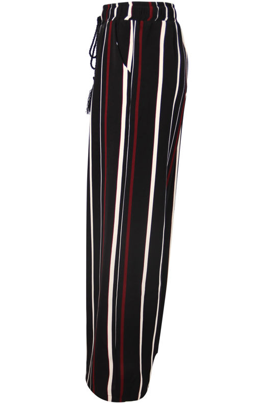 Black Elasticated Stripe Wide Leg Trouser