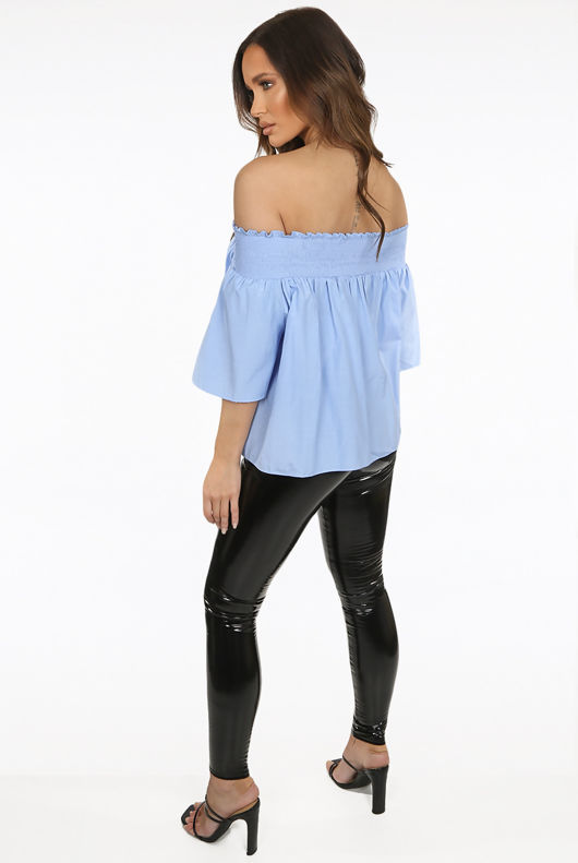 Sky Elasticated Off Shoulder Tops