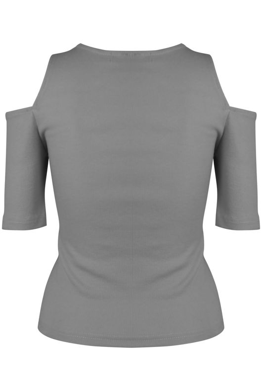 Grey Jersey Cold Shoulder Crop Top