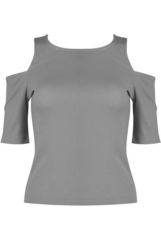 Grey Jersey Cold Shoulder Crop Top