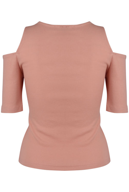 Rose Jersey Cold Shoulder Crop Top