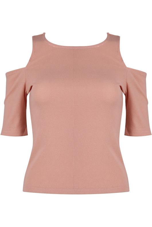 Rose Jersey Cold Shoulder Crop Top