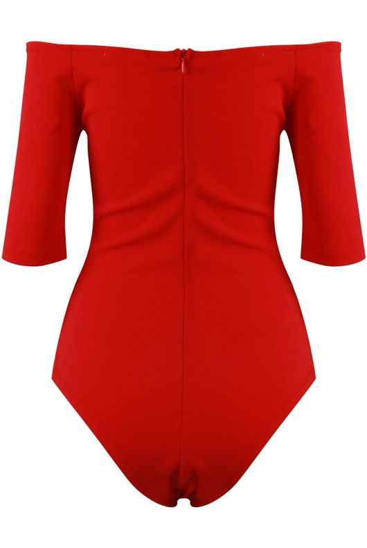 Red Off The Shoulder Bodysuits