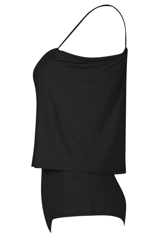 Black Dual Layer Cami Strap Bodysuit