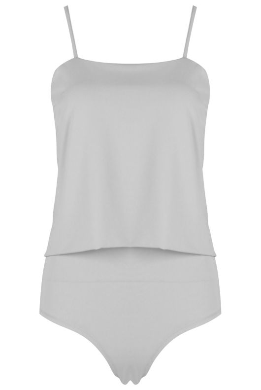 Grey Dual Layer Cami Strap Bodysuit
