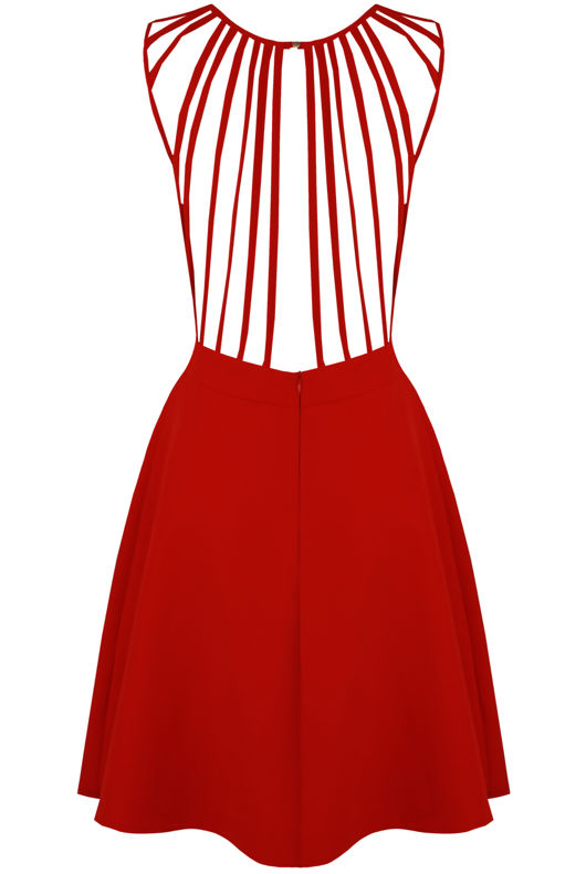 Red Strappy Back Skater Dress