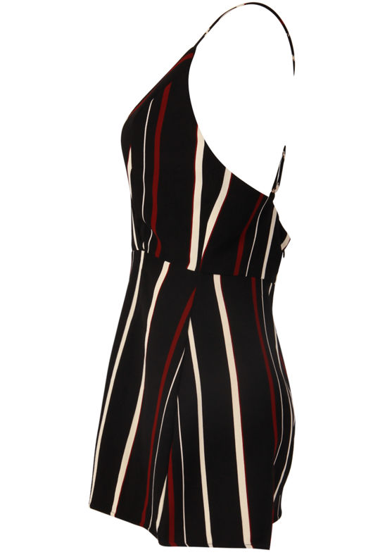 Black Stripe Cami Cross Back Playsuit