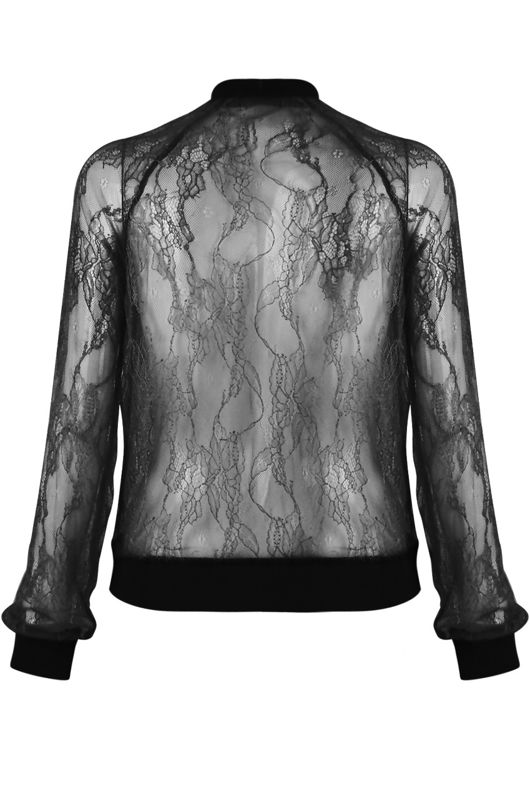 Black Sheer Lace Bomber Jackets