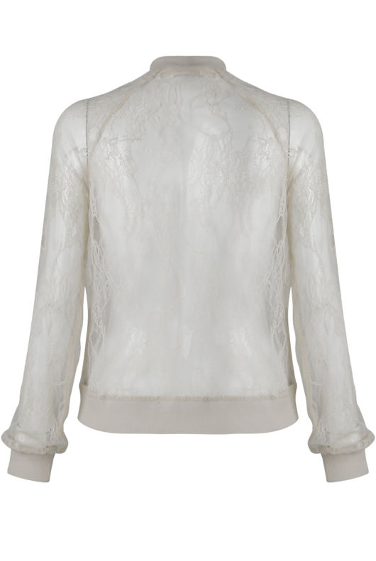White Sheer Lace Bomber Jackets