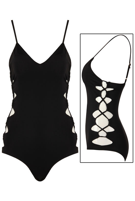 Black Lattice Exposed Sides Bodysuit