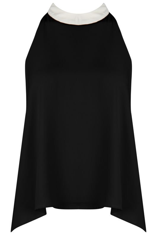 Black Chiffon Split Back Knot Tie Top