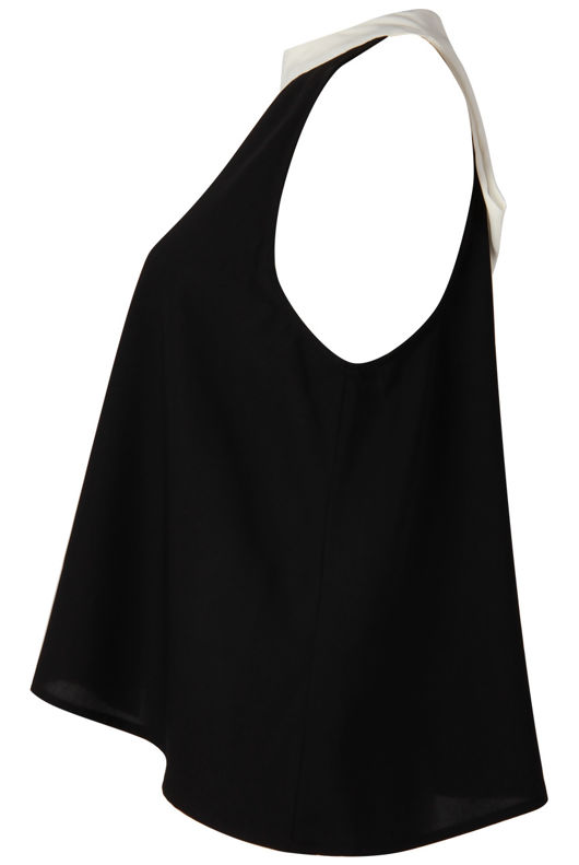 Black Chiffon Split Back Knot Tie Top