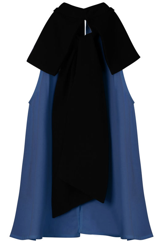 Royal Blue Chiffon Split Back Knot Tie Top