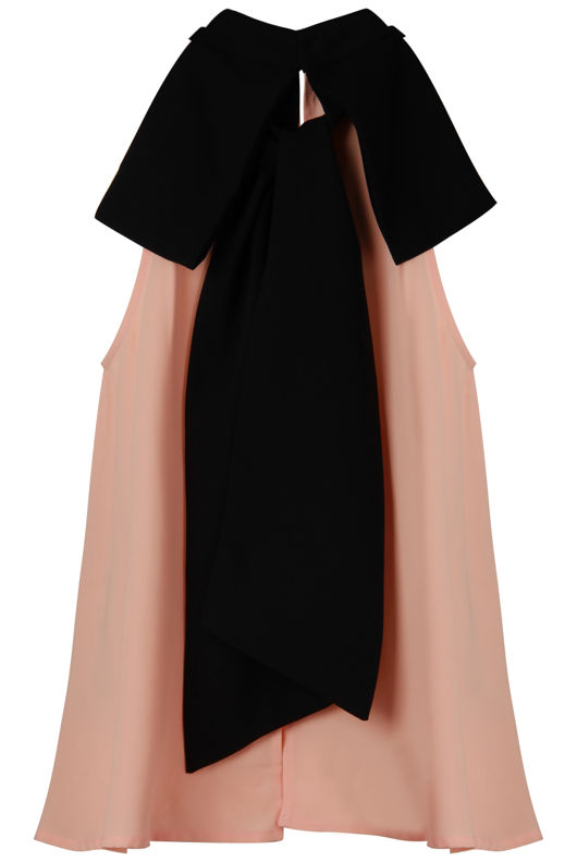 Rose Chiffon Split Back Knot Tie Top 