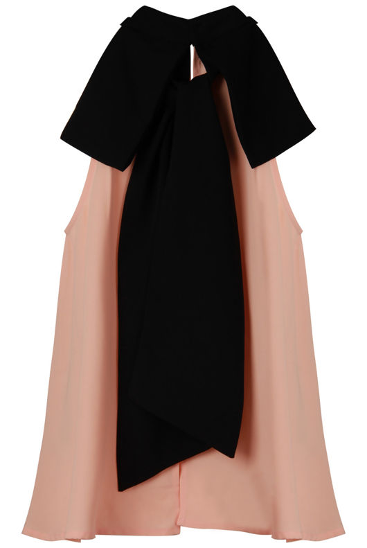Pink Chiffon Split Back Knot Tie Top