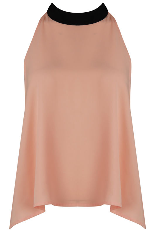 Pink Chiffon Split Back Knot Tie Top