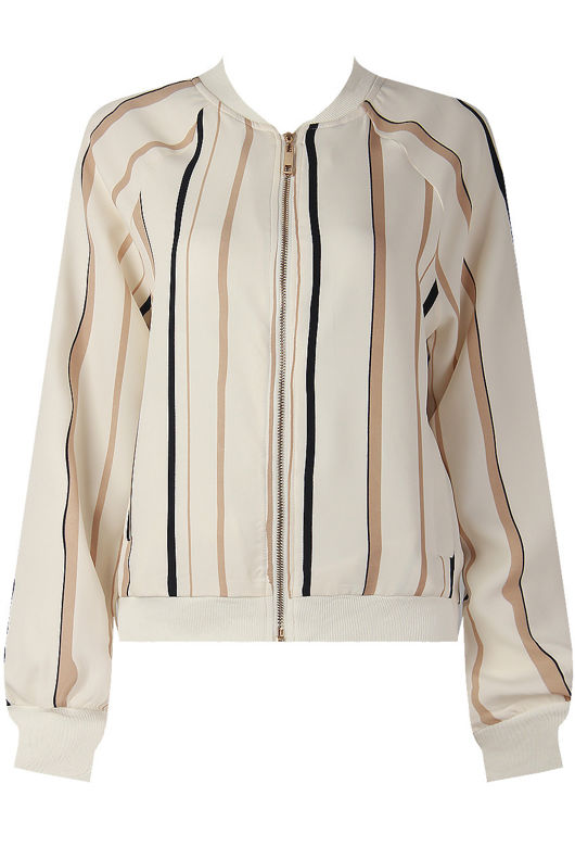 Vertical Multi Stripe Print Bomber Jackets
