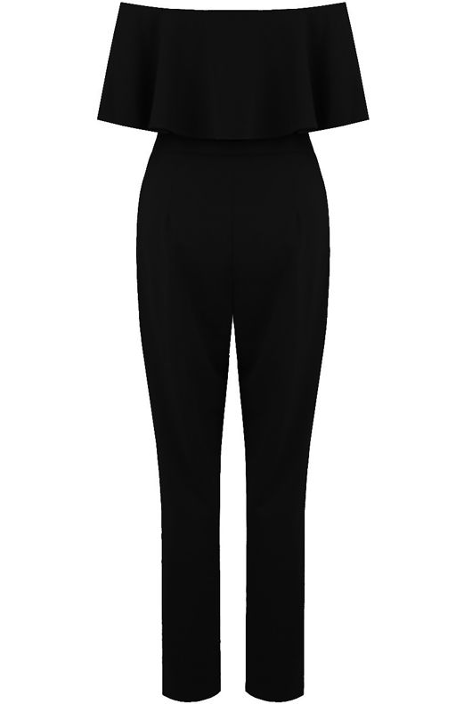 Black off Shoulder Frill Jumpsuit
