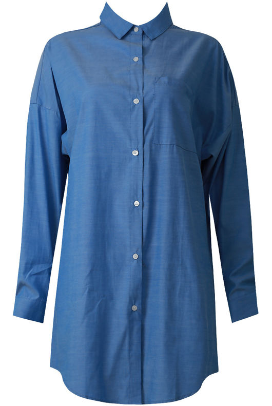 Blue Oversized Dipped Hem Shirt