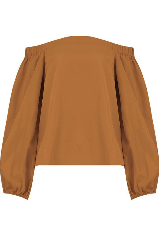 Mustard Off Shoulder Knot Sleeve Blouse 