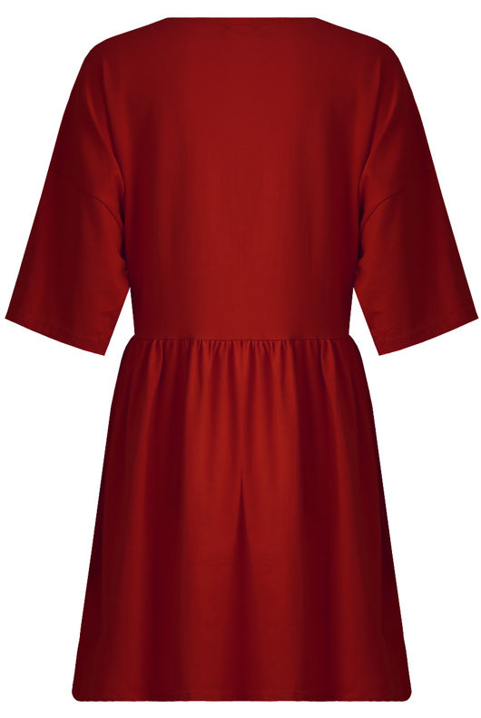 Wine Pleated Oversized Shift Dress