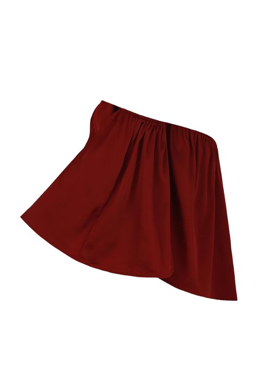 Wine Elasticated Off Shoulder Crop Top