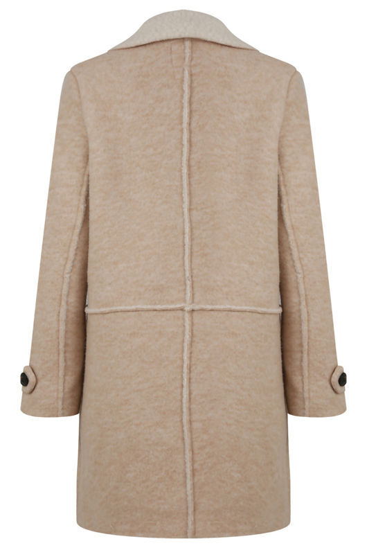  Beige Fleece Lined Overcoat