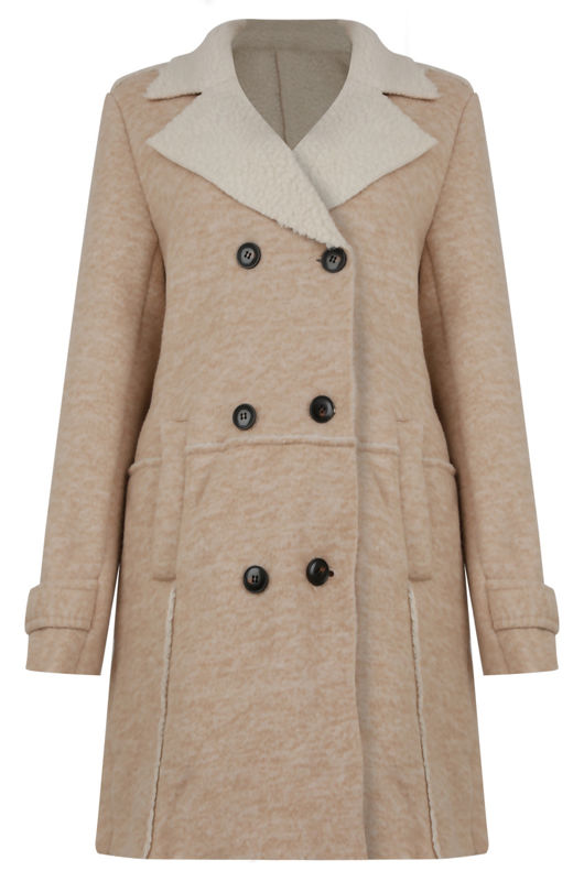  Beige Fleece Lined Overcoat