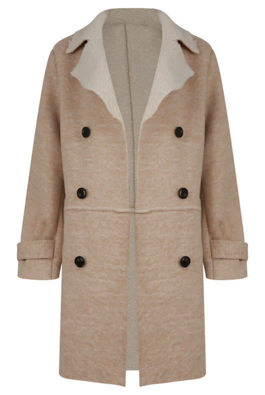  Beige Fleece Lined Overcoat