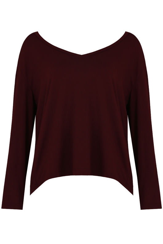 Wine Wide Neck Textured Tops