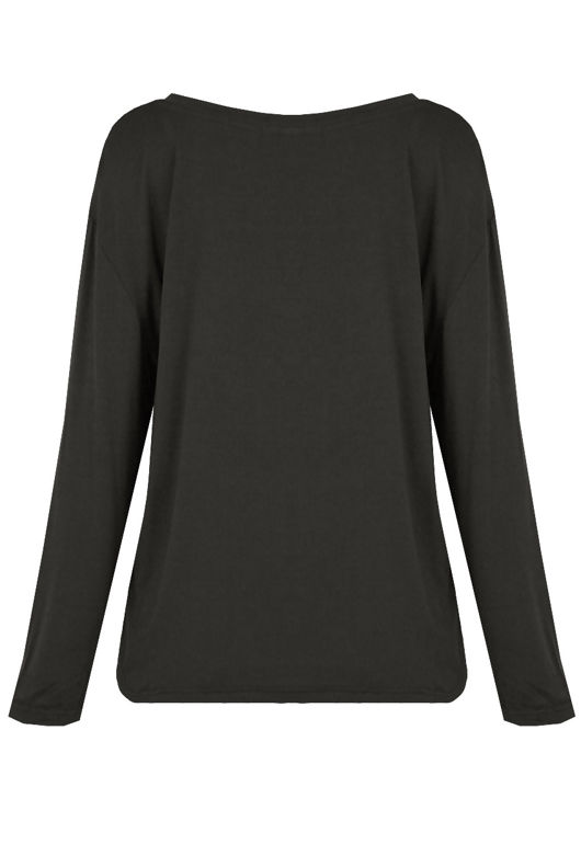 Dark Grey Wide Neck Textured Tops
