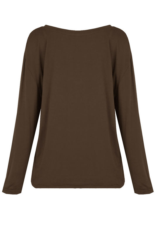 Khaki Wide Neck Textured Tops