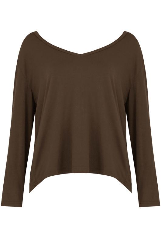 Khaki Wide Neck Textured Tops