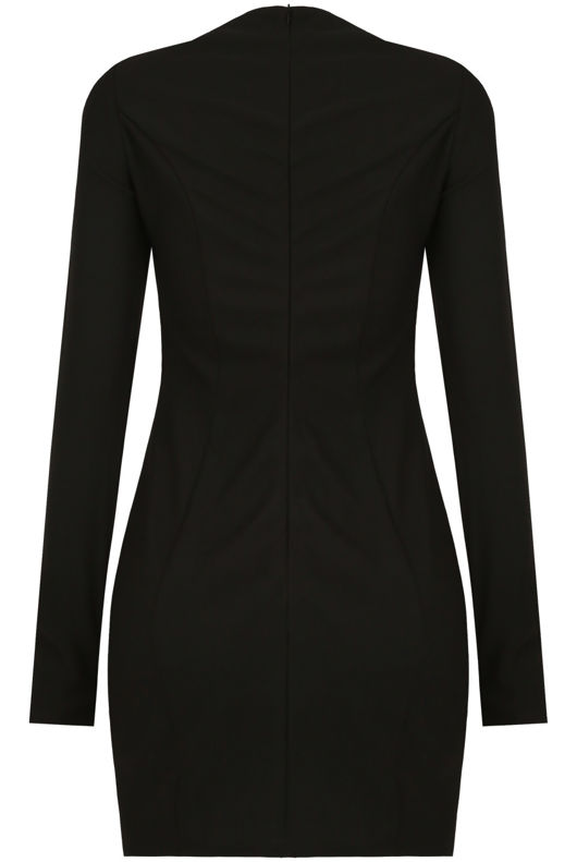 Black Front Hook Up Bodycon Dress