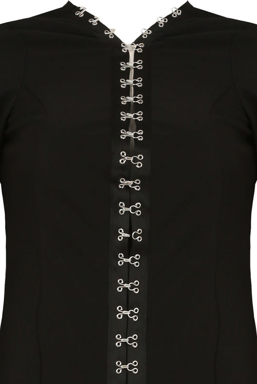 Black Front Hook Up Bodycon Dress