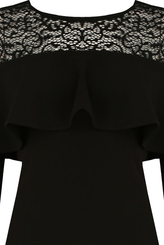 Black Frill Lace Mini Dress