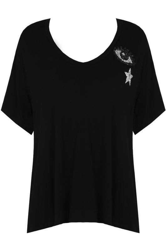 Black Contrast EYE Detailed Tees