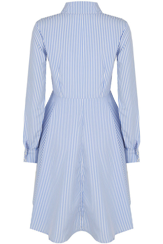 Blue Striped High Low Button Down Shirt