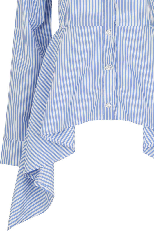 Blue Striped High Low Button Down Shirt