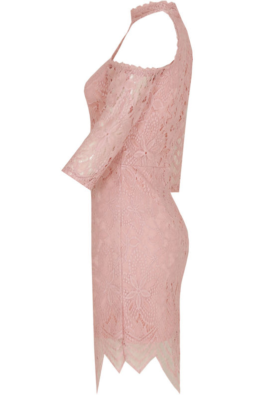 Rose Crochet Lined Cold Shoulder Bodycon Dress