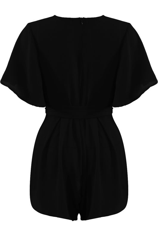 Black Tie Back Floaty Playsuit