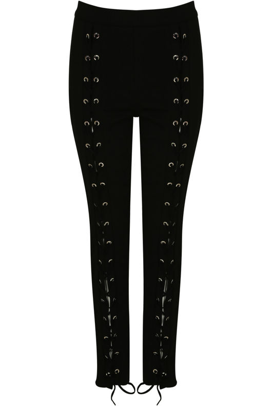 Black Front Lace Up Leggings