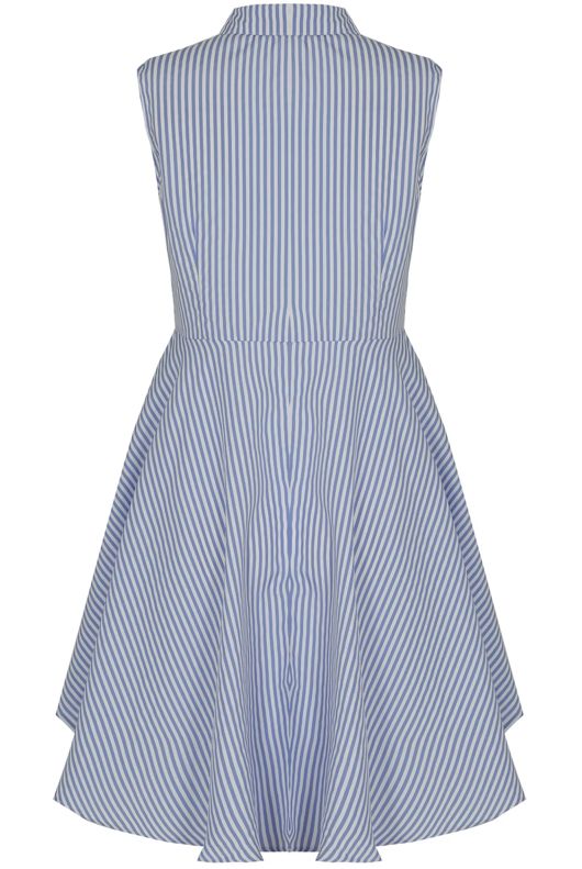 Blue Striped Front Button Up Asymmetric Top.