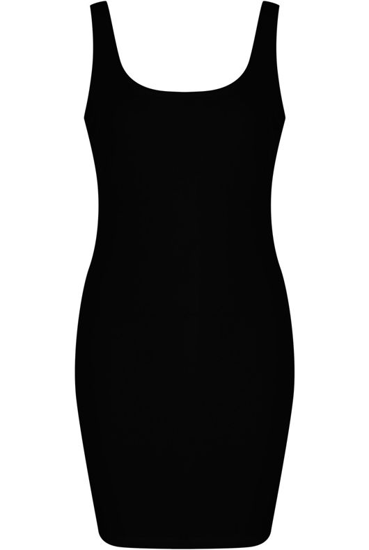 Black Scooped Bodycon Midi Dress