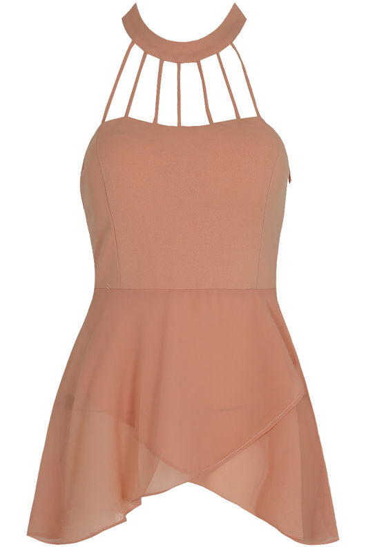 Pink Cross Over Front Cut Out Tops